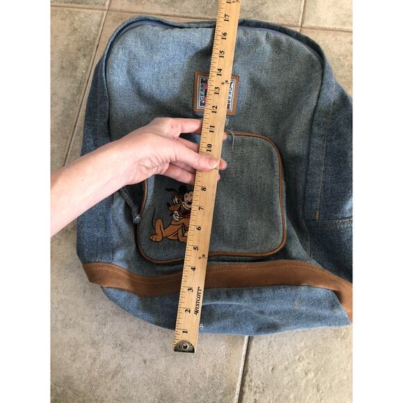 Vintage Slouchy Denim Backpack Mickey Gear Co Disney Mickey Mouse Embroidered , - Picture 4 of 9